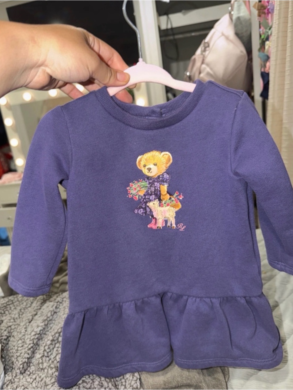 Polo by Ralph Lauren Purple Bear & Floral Girl Dress